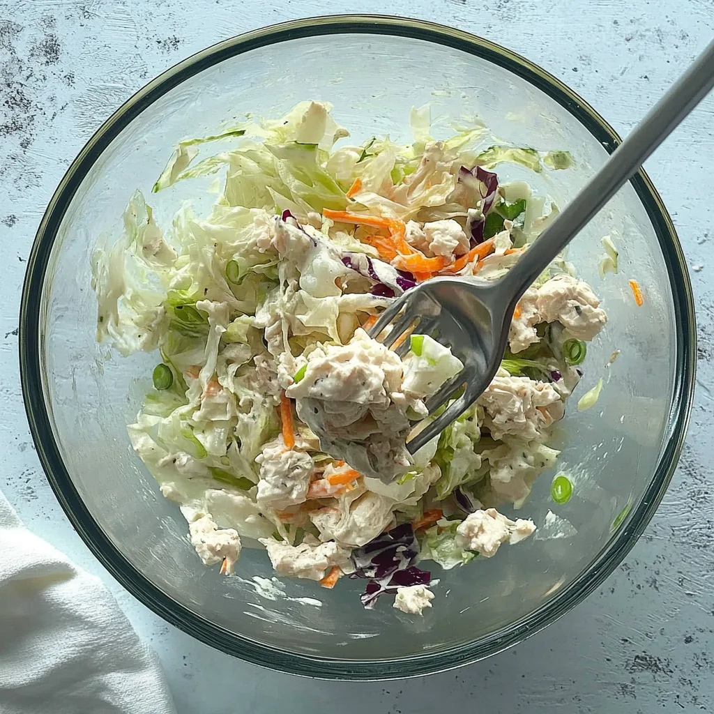 Creamy chicken salad with celery in a bowl, ready for sandwiches or wraps.