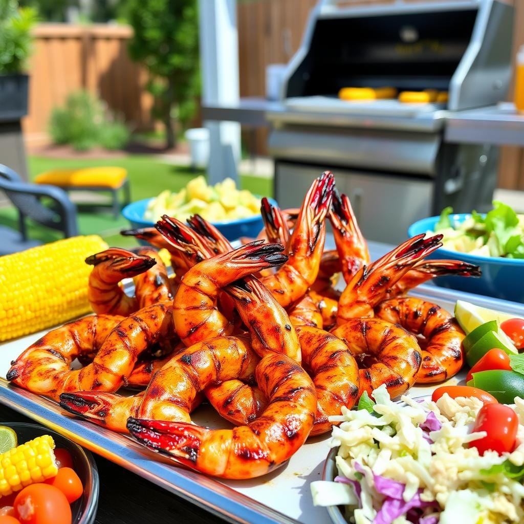 BBQ shrimp recipe with side dishes