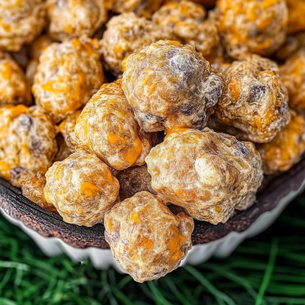 Cheddar Bay Sausage Balls with melted cheese and garlic butter.