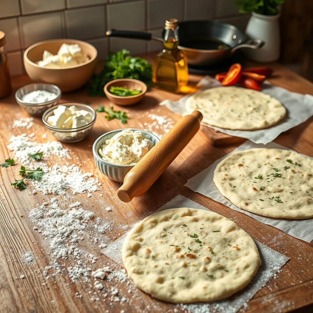 Cottage cheese flatbread preparation Cottage cheese flatbread preparation
