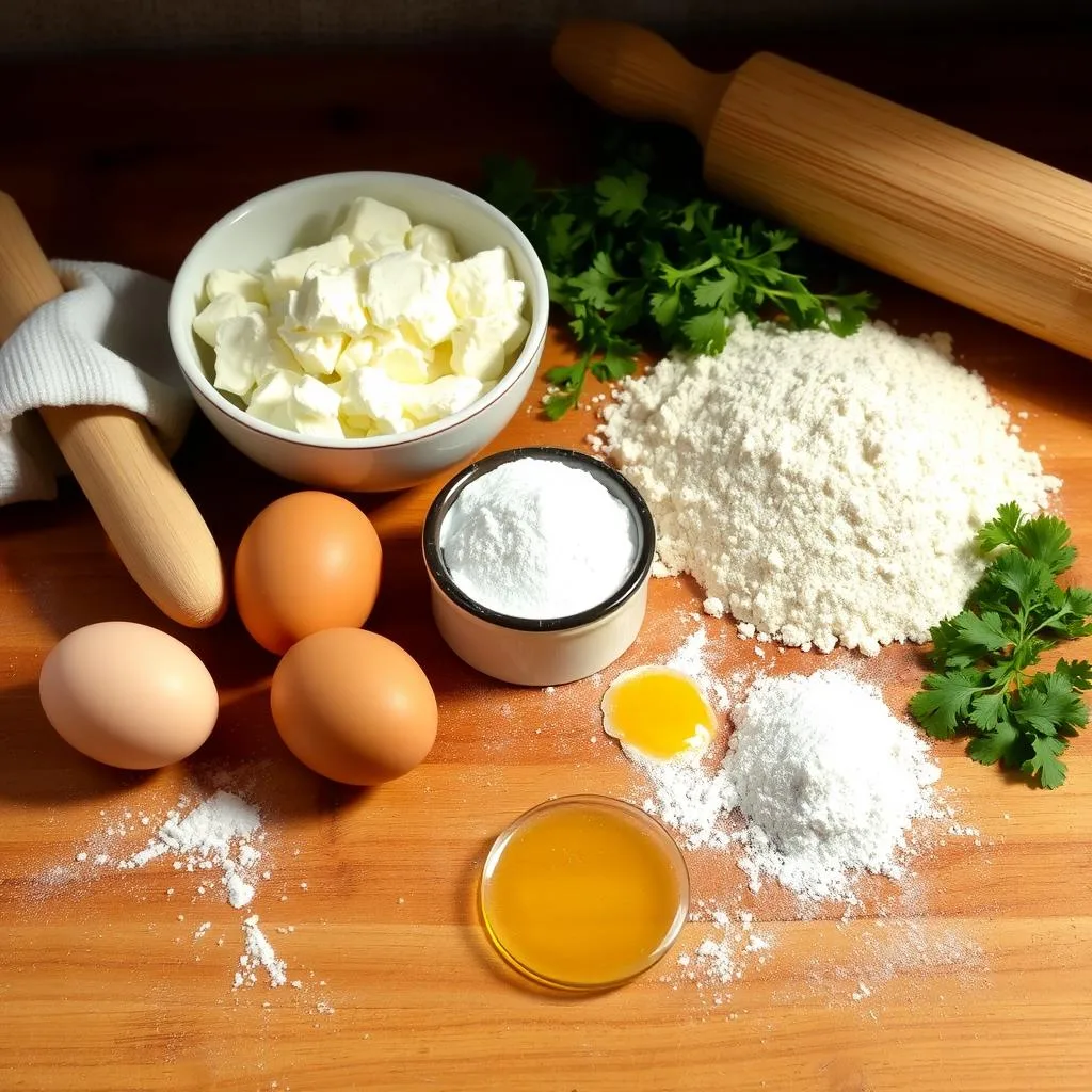 Ingredients for cottage cheese flatbread Ingredients for cottage cheese flatbread