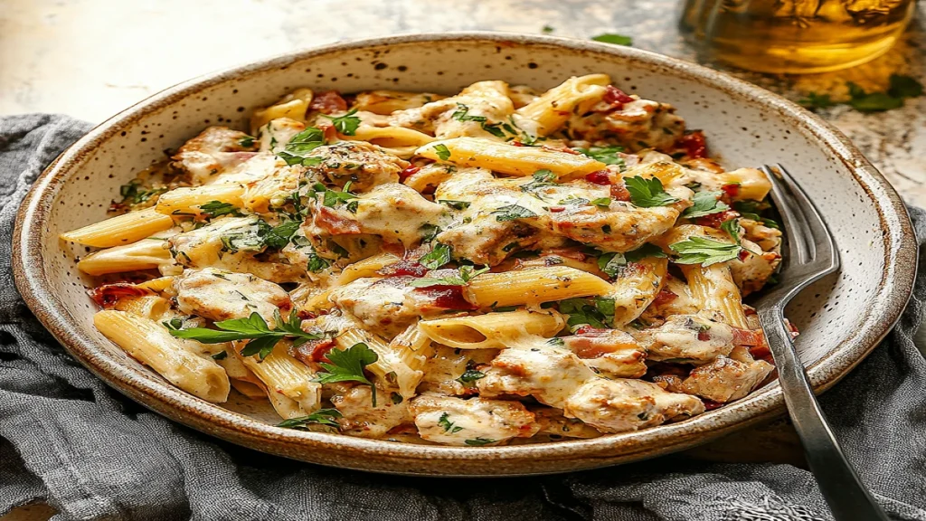 Creamy Marry Me Chicken Pasta served in a bowl