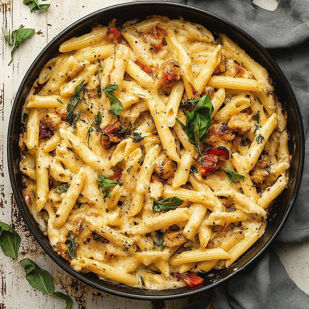 Marry Me Chicken Pasta served in a bowl