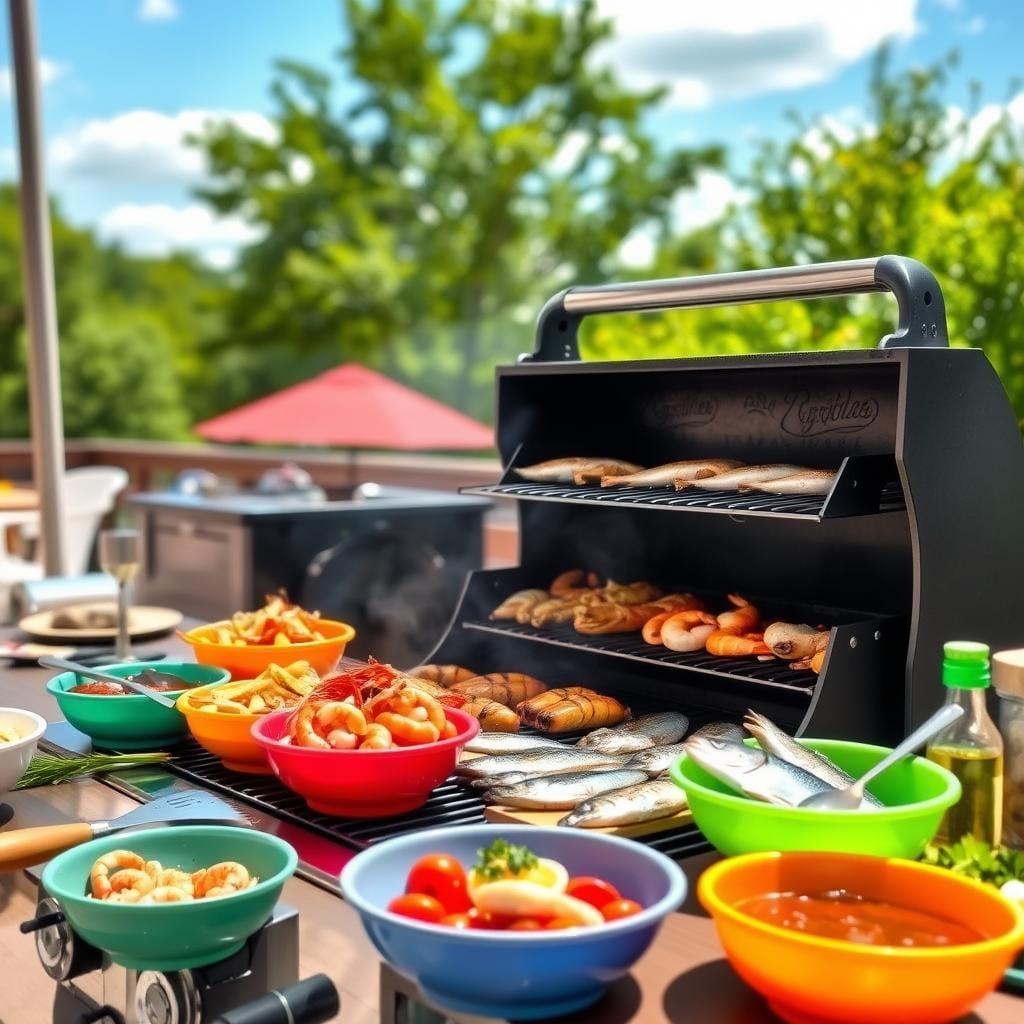 Preparing grill for summer grilling seafood dishes