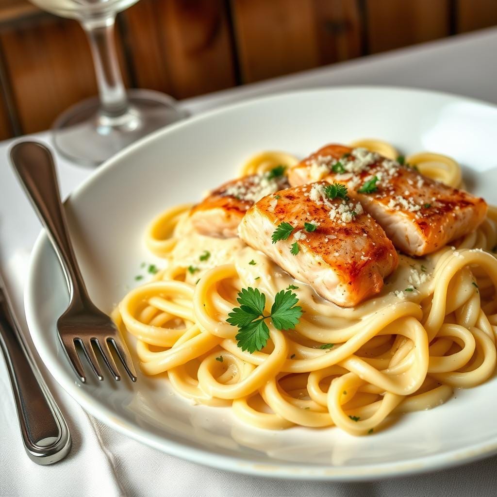 Salmon Alfredo Pasta