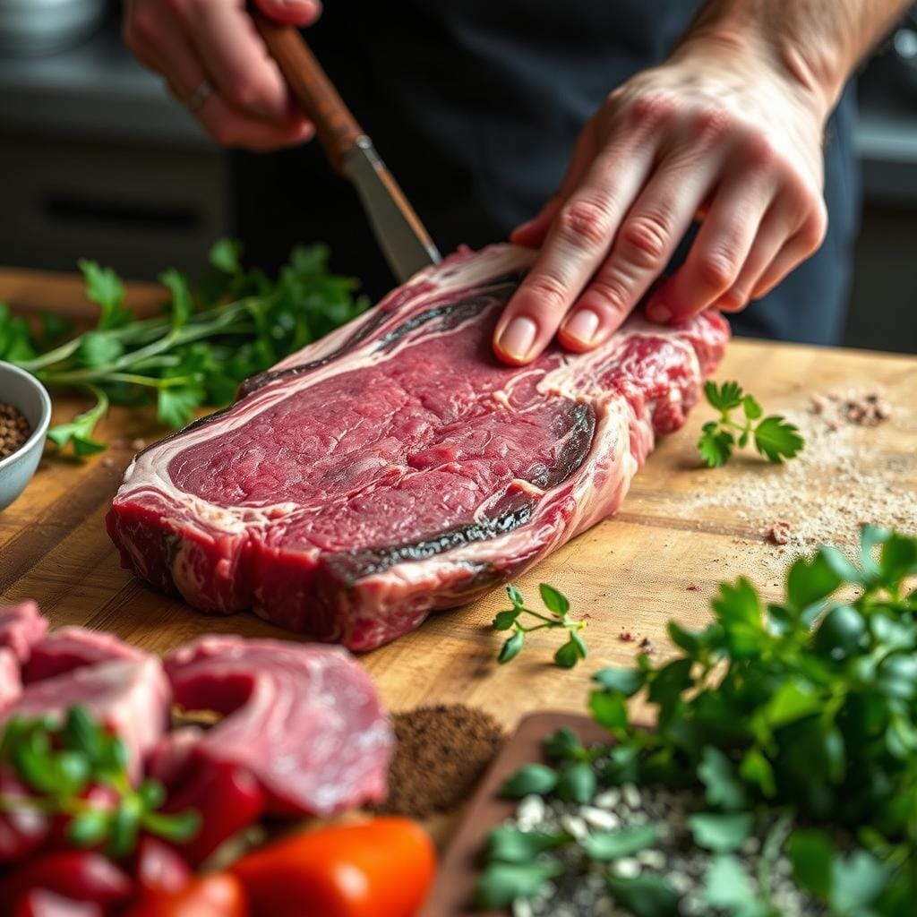 Selecting bavette steak