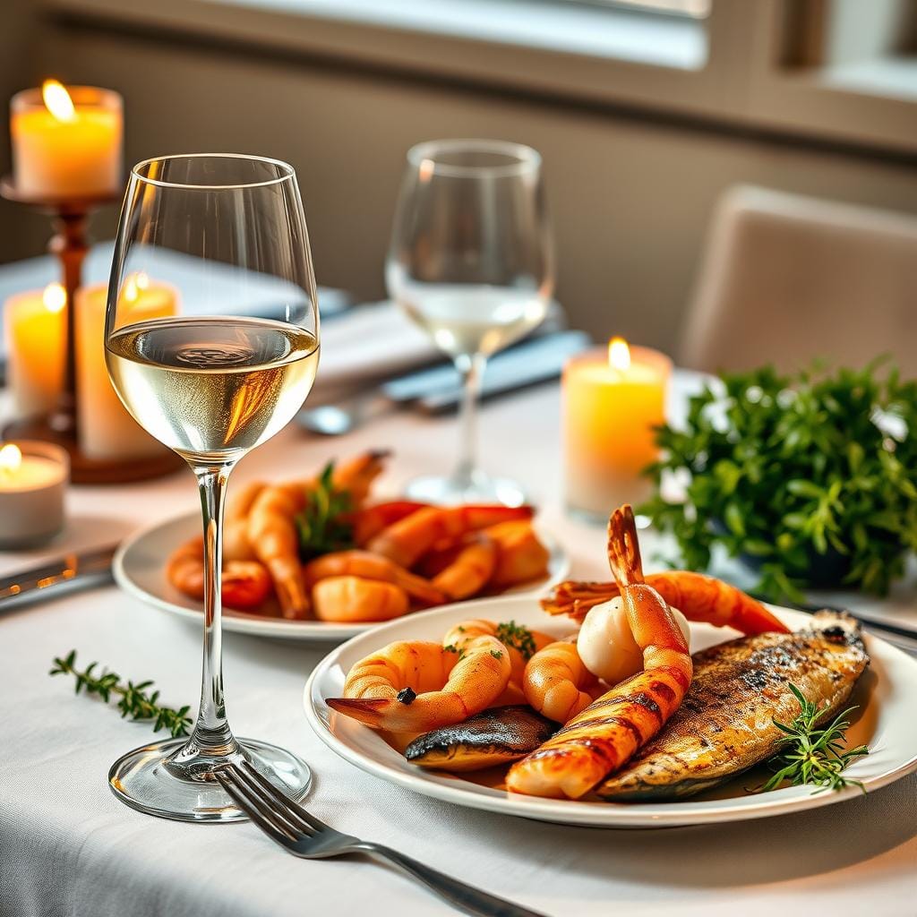 Wine pairing with seafood delicacies