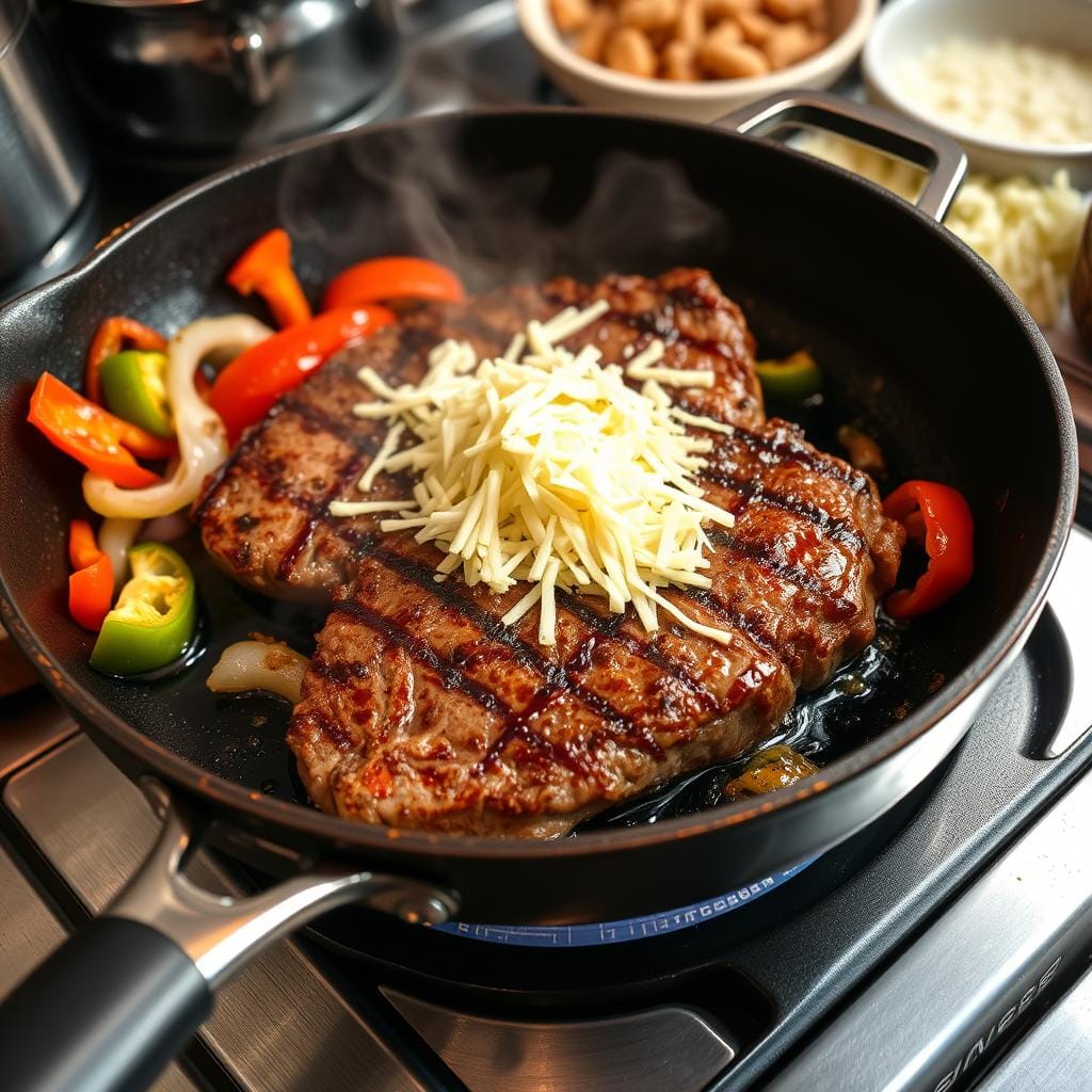 cooking steak for quesadillas