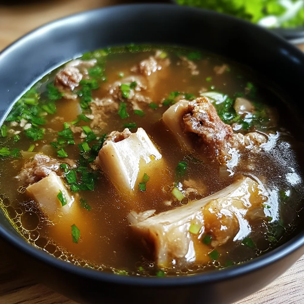 A hearty soup made with soup bones for a rich bone broth full of nutrients.