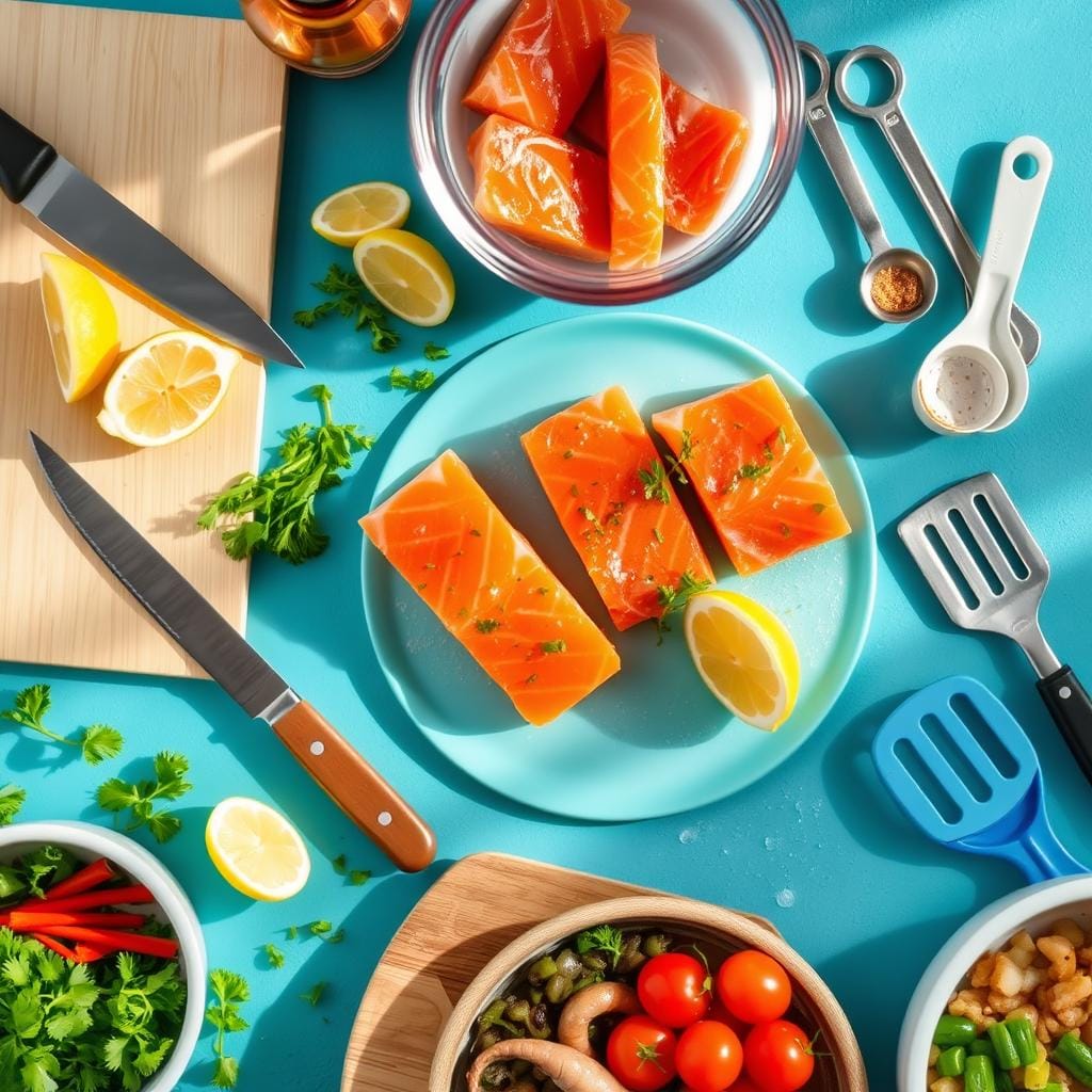 salmon appetizer tools