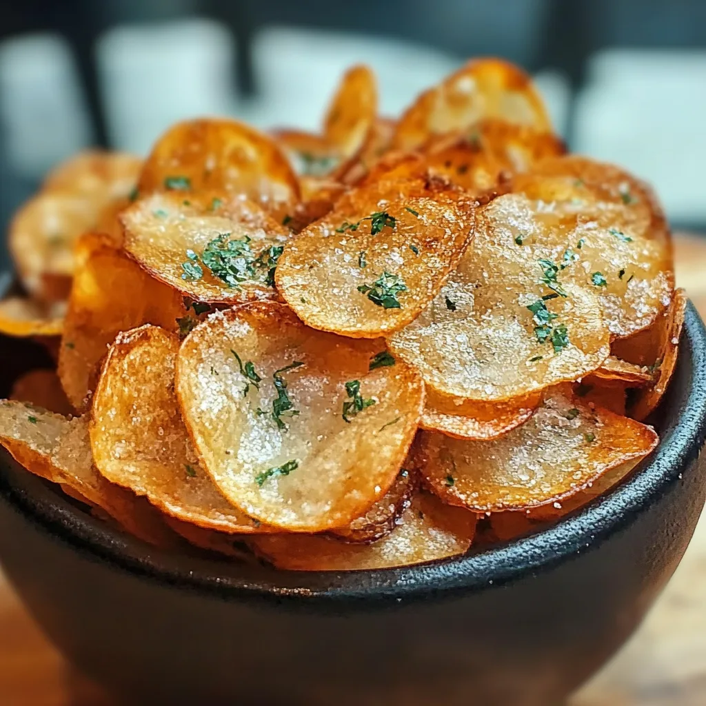 Crispy homemade salt and vinegar chips on a white plate.